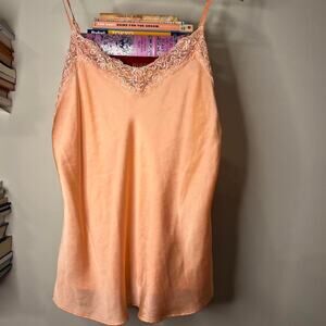 Vintage Silk Cami with Lace Detail 100% Silk Size L